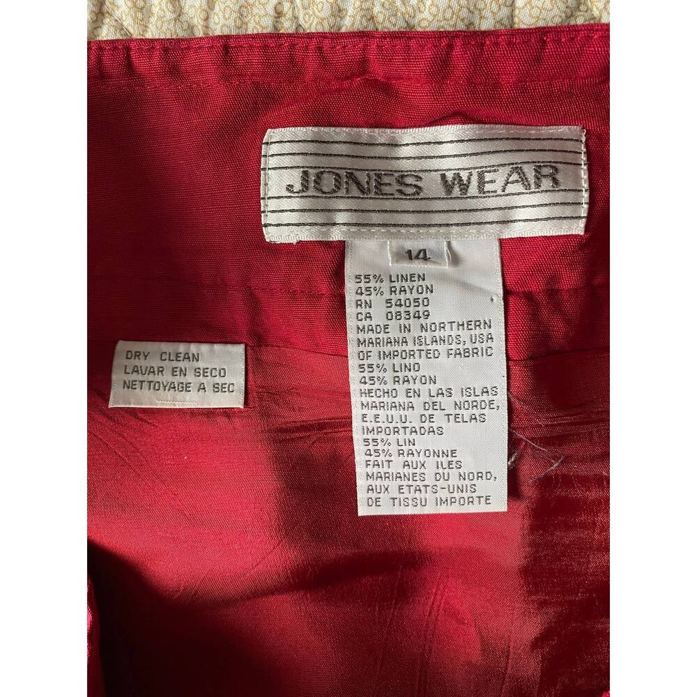 Jones Wear Womens Size 14 Linen Rayon Blend Red Short Skirt Side Zipper - Picture 6 of 8